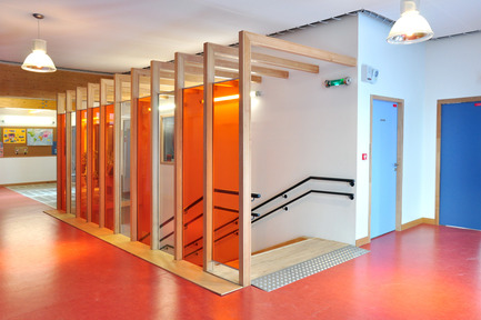 Dossier de presse | 1012-01 - Communiqué de presse | Groupe scolaire Lamoricière - archi5 - Design d’intérieur institutionnel - Crédit photo : Fabien Terreaux