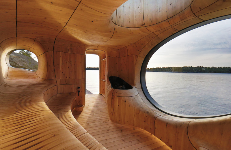 Dossier de presse | 1020-10 - Communiqué de presse | L’IRAC annonce les lauréats des Prix du cabinet d’architectes de la relève de l’année 2020 - L'Institut royal d'architecture du Canada - Concours - Intérieur du sauna. - Crédit photo : Jonathan Friedman / PARTISANS