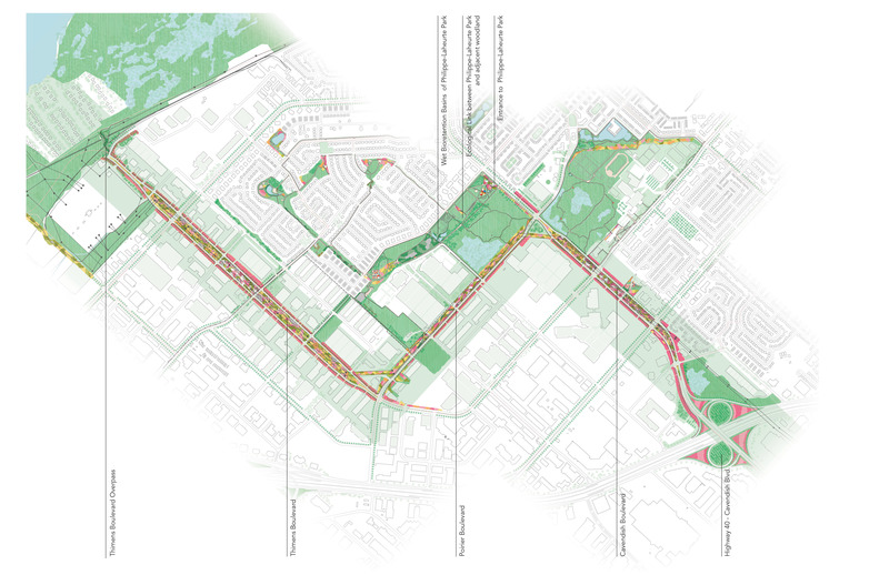 Dossier de presse | 2366-04 - Communiqué de presse | Un Corridor de biodiversité pour Montréal - civiliti, LAND Italia, Table Architecture, Biodiversité Conseil - Architecture de paysage -  Principaux sites d'intervention le long du futur Corridor de Biodiversité<br>  - Crédit photo :  civiliti, LAND Italia, Table Architecture, Biodiversité Conseil 