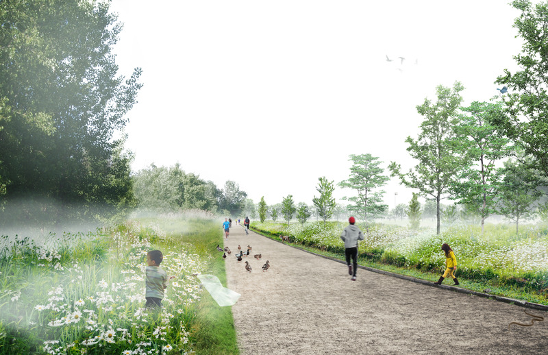 Dossier de presse | 2366-04 - Communiqué de presse | Un Corridor de biodiversité pour Montréal - civiliti, LAND Italia, Table Architecture, Biodiversité Conseil - Architecture de paysage - Perspective, Lien écologique, Parc Philippe-Laheurte<br> - Crédit photo : civiliti, LAND Italia, Table Architecture, Biodiversité Conseil 