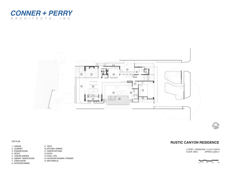 Dossier de presse | 2757-16 - Communiqué de presse | A Los Angeles Residence Celebrating Art and Nature - Conner + Perry Architects - Architecture résidentielle -  Site Plan  - Crédit photo : Conner + Perry Architects