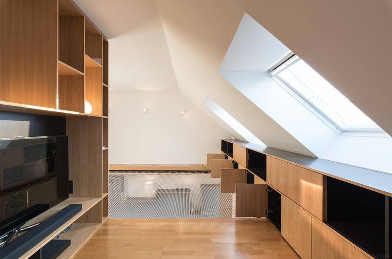 Dossier de presse | 2180-04 - Communiqué de presse | Autour du filet - Martins | Afonso atelier de design & l'atelier miel - Design d’intérieur résidentiel - Mezzanine<br> - Crédit photo : Mickaël Martins Afonso