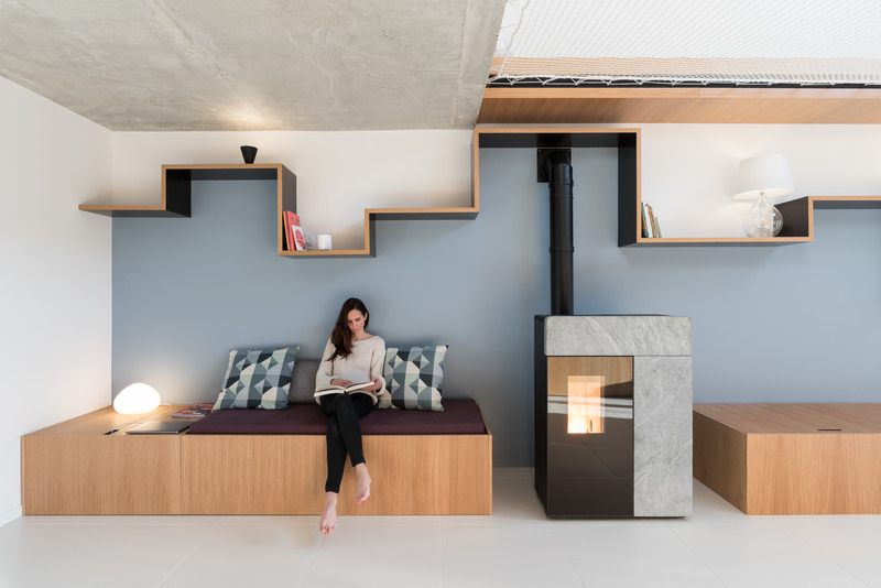 Dossier de presse | 2180-04 - Communiqué de presse | Autour du filet - Martins | Afonso atelier de design & l'atelier miel - Design d’intérieur résidentiel - Banquette + Ruban<br> - Crédit photo : Mickaël Martins Afonso