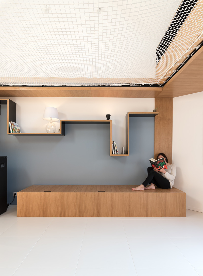 Dossier de presse | 2180-04 - Communiqué de presse | Autour du filet - Martins | Afonso atelier de design & l'atelier miel - Design d’intérieur résidentiel - Coffre à jouet + Ruban - Crédit photo : Mickaël Martins Afonso