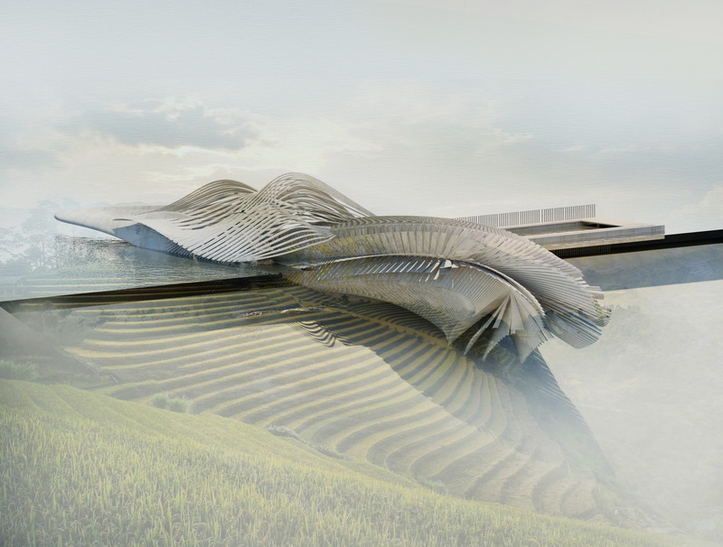 Dossier de presse | 2121-15 - Communiqué de presse | Fog harnessing spa and water irrigation plant - Margot Krasojević Architects - Architecture industrielle - Polypropylene fog nets water irrigation pool - Crédit photo : Margot Krasojević