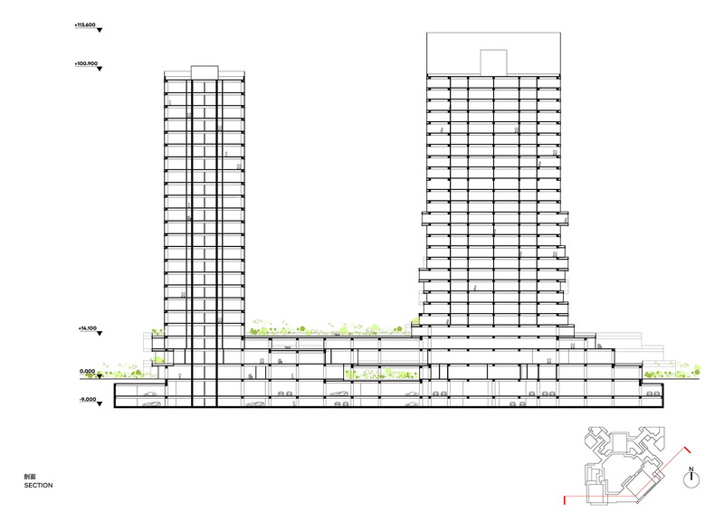 Press kit | 3565-03 - Press release | Vantone Center - CLOU architects - Commercial Architecture - Section Plan - Photo credit: CLOU