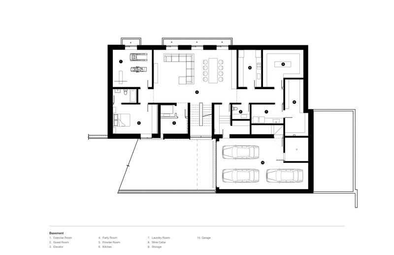 Press kit | 2941-01 - Press release | Russell Hill Road Residence - Taylor Smyth Architects - Residential Architecture - Basement Plan - Photo credit: Taylor Smyth Architects
