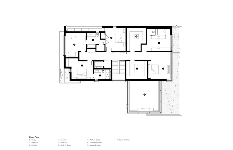 Press kit | 2941-01 - Press release | Russell Hill Road Residence - Taylor Smyth Architects - Residential Architecture - Upper Floor Plan - Photo credit: Taylor Smyth Architects