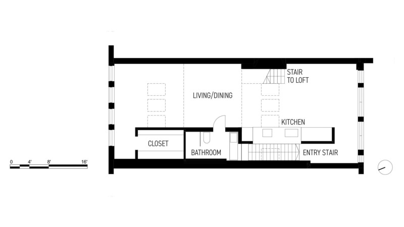 Dossier de presse | 5243-01 - Communiqué de presse | Downtown Loft - Bushman Dreyfus Architects - Design d’intérieur résidentiel - LOFT apartment plan - Crédit photo : Bushman Dreyfus Architects