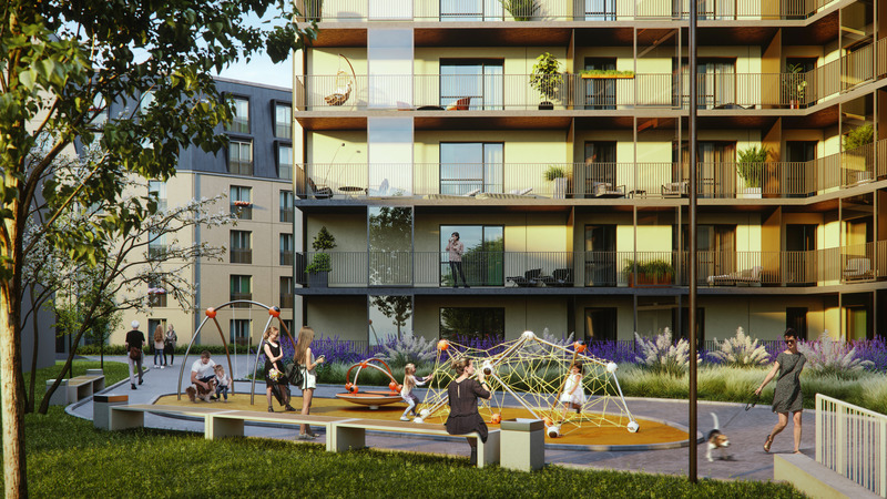 Press kit | 2254-02 - Press release | Arplan Shapes Riga’s City Oasis into an Inclusive and Healthy Green Living Environment - Arplan, Ltd. - Residential Architecture - Photo credit: Renderings, Yellow Stuudio