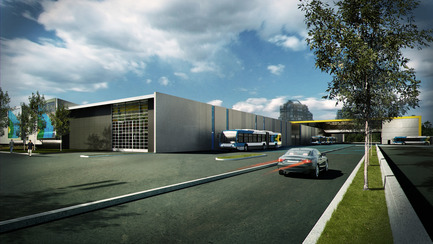 Dossier de presse | 865-03 - Communiqué de presse | Centre de transport Stinson, Société de transport de Montréal (STM) - Lemay - Architecture institutionnelle - Crédit photo : Lemay