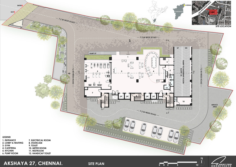 Dossier de presse | 1432-10 - Communiqué de presse | Akshaya 27 - Sanjay Puri Architects - Architecture commerciale - SITE PLAN - Crédit photo : SANJAY PURI ARCHITECTS