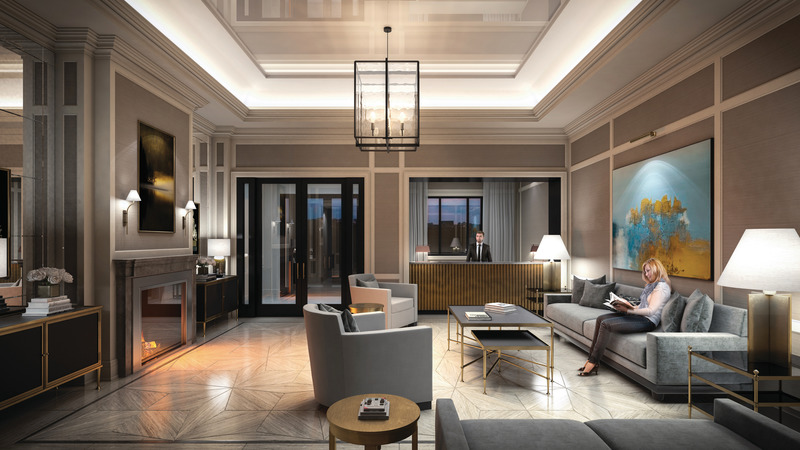 Press kit | 4669-05 - Press release | Cameo Kitchens and Fine Cabinetry Adds Craftsmanship and Design to 4 The Kingsway - Cameo Kitchens - Residential Interior Design - Interior Lobby - Photo credit: The Walsh Group