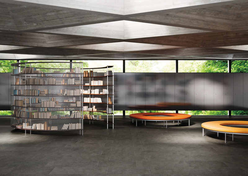 Press kit | 2506-07 - Press release | Agrob Buchtal Cooperates With Designer Sebastian Herkner - AGROB BUCHTAL - Product - Area Pro is predestined for public areas - used here in a museum lobby (size 60x120 cm / colour basalt). - Photo credit: agrob-buchtal.de
