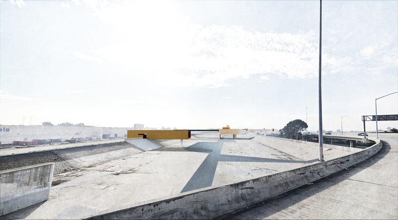 Dossier de presse | 5301-02 - Communiqué de presse | LA River - Ballman Khapalova - Design urbain - View from Glen Anderson Freeway, between Paramount and Lynwood, looking south - Crédit photo : Ballman Khapalova