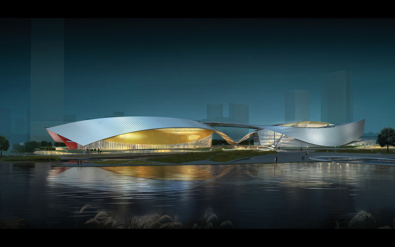 Dossier de presse | 5545-01 - Communiqué de presse | Inaugural Sino-Europe Invitational Architectural Exhibition 2020-2021 (Shanghai) - Sino-Europe Architectural Center (SEAMC) - Évènement + Exposition - Suzhou Lac View Night Perspective, 2portzamparc - Crédit photo : 2portzamparc