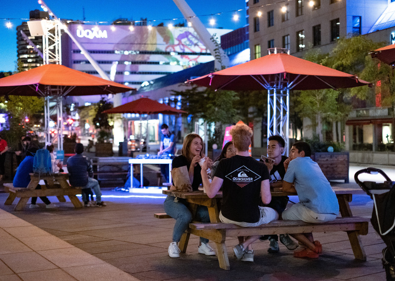 Press kit | 583-22 - Press release | Re-Imagining Urban Spaces and Culture During a Global Pandemic - Quartier des Spectacles Partnership - Event + Exhibition - <p class="">Place des Festivals, Quartier des spectacles</p> - Photo credit: @villedepluie