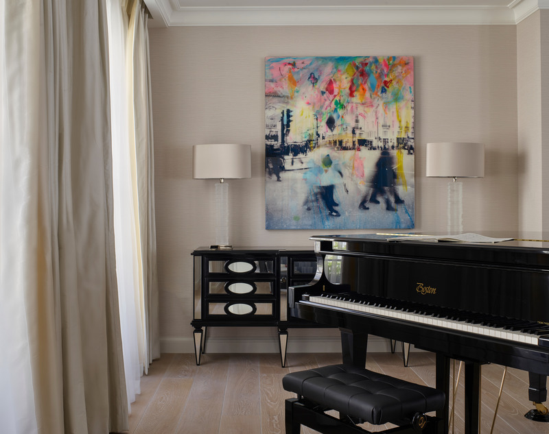 Press kit | 2147-03 - Press release | KNOF Design Creates a Unified Kensington Townhouse - KNOF design - Residential Interior Design - OPEN PIANO AREA - Photo credit: DAVID CLEVELAND
