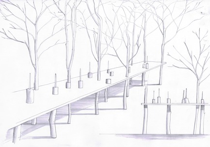 Press kit | 962-01 - Press release | The fantasies of Charles, his table and his guests - Charles Kaisin - Product - La table arbre surréaliste - Dessin