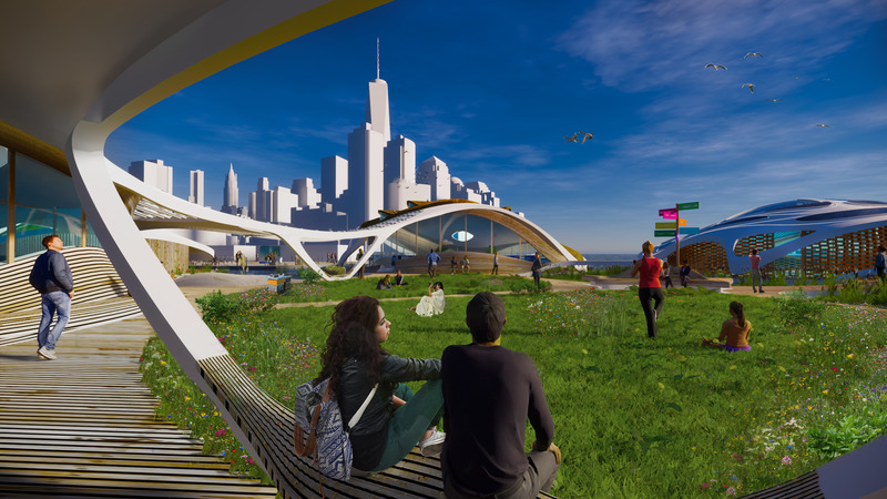 Dossier de presse | 2193-04 - Communiqué de presse | #WeThePlanet Campus - 3deluxe - Architecture commerciale - The 50/50 concept developed by 3deluxe foresees an architecture for the future that center on shared spaces for both people and nature. - Crédit photo : © by 3deluxe