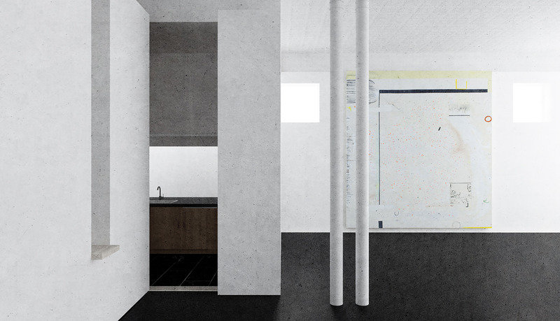 Dossier de presse | 5301-05 - Communiqué de presse | The Waltemath Foundation - Ballman Khapalova - Architecture résidentielle - Rendering of Kitchen Cluster Entrance - Crédit photo : Ballman Khapalova