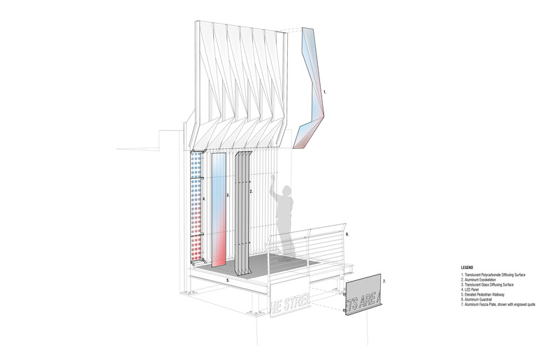 Press kit | 2016-01 - Press release | Calgary embraces design - the marc boutin architectural collaborative - Urban Design - Axonometric study showing wall assembly and walkway<br style=""> - Photo credit: mbac