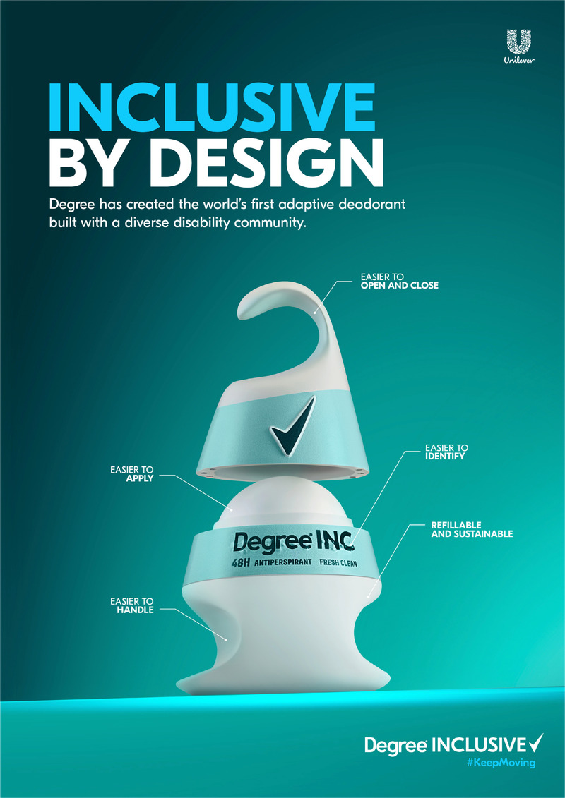 Press kit | 2204-09 - Press release | The World's First Inclusive Deodorant - SOUR - Product - Degree Inclusive Key Design Features - Photo credit: Wunderman Thompson Argentina