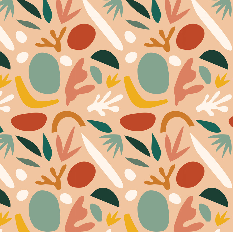Dossier de presse | 5619-01 - Communiqué de presse | MERAKI : une nouvelle tapisserie adhésive signée par des artistes et designers du Québec - Pigment Design - Design d’intérieur résidentiel - <p> Façon Matisse </p><p>Choix de couleur : pêche / multi </p> - Crédit photo : MERAKI