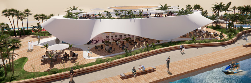 Dossier de presse | 2193-06 - Communiqué de presse | 3Deluxe Designs Attractive Urban Beach With Marina in U.A.E. - 3deluxe - Architecture de paysage - Sharjah Beach Restaurant Club - Crédit photo : 3deluxe