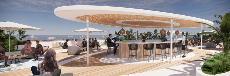 Dossier de presse | 2193-06 - Communiqué de presse | 3Deluxe Designs Attractive Urban Beach With Marina in U.A.E. - 3deluxe - Architecture de paysage - Club House Spa Organic Rooftop<br> - Crédit photo : 3deluxe