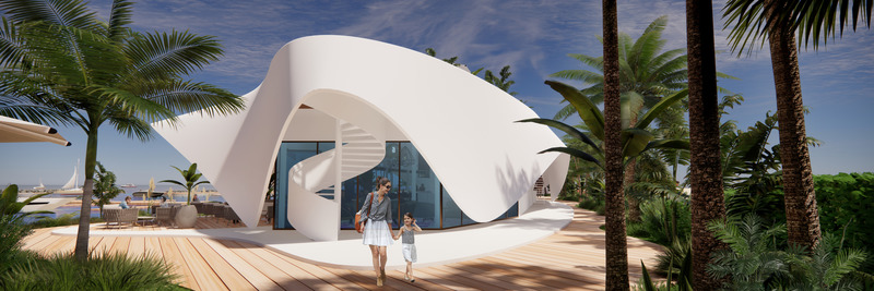 Dossier de presse | 2193-06 - Communiqué de presse | 3Deluxe Designs Attractive Urban Beach With Marina in U.A.E. - 3deluxe - Architecture de paysage - Sharjah Beach Restaurant Organic Staircase - Crédit photo : 3deluxe