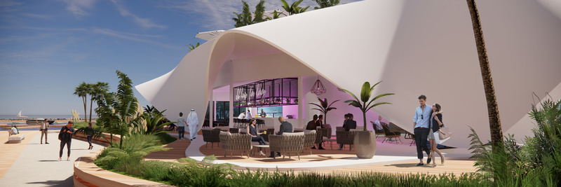 Dossier de presse | 2193-06 - Communiqué de presse | 3Deluxe Designs Attractive Urban Beach With Marina in U.A.E. - 3deluxe - Architecture de paysage - Sharjah Beach Marina Club House<br> - Crédit photo : 3deluxe