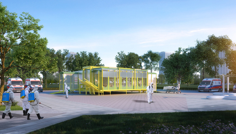 Press kit | 661-66 - Press release | WAFX 2021 Prize Winners and WAF Future Projects finalists 2021 announced - World Architecture Festival (WAF) - Competition - Health winner: ‘The Deformable Modularized COVID-19 Epidemic Prevention Hospital, Shanghai’ by School of Architecture &amp; Design, China University of Mining and Technology - Photo credit: World Architecture Festival