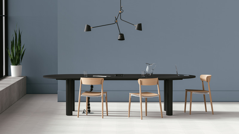 Press kit | 4657-03 - Press release | De Gaspé launches a new collection of furniture for businesses - De Gaspé - Industrial Design - Conference table Okun - Photo credit: De Gaspé