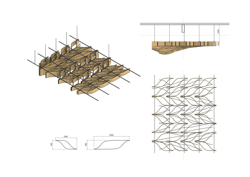 Press kit | 2606-02 - Press release | Banu Restaurant - Studio Link-Arc, LLC - Commercial Interior Design - Banu Restaurant Ceiling Detail Drawing - Photo credit: Studio Link-Arc
