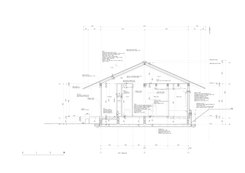 Dossier de presse | 5644-01 - Communiqué de presse | Résidence de Minohshinmachi - Yasuyuki Kitamura - Architecture résidentielle - Section "A-A - Crédit photo : Yasuyuki Kitamura