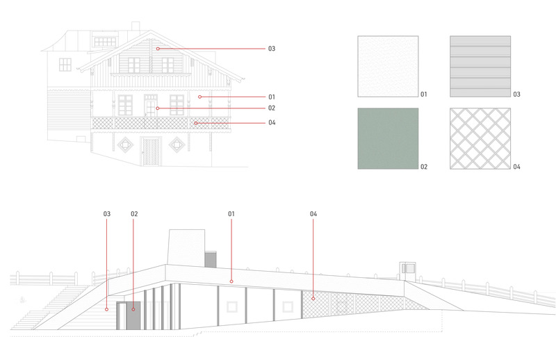 Press kit | 2913-01 - Press release | Appropriate_Bistro Bergsteiger - Plasma Studio - Commercial Architecture - Diagram_Materials - Photo credit: Plasma Studio