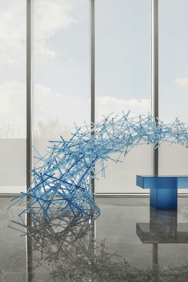 Dossier de presse | 5630-02 - Communiqué de presse | Mountain and Sea Art Hall - Beijing Serendipper Decoration Design Group Co. - Architecture commerciale - Detail of the sculpture of the Blue Sea  - Crédit photo : ©️Sean