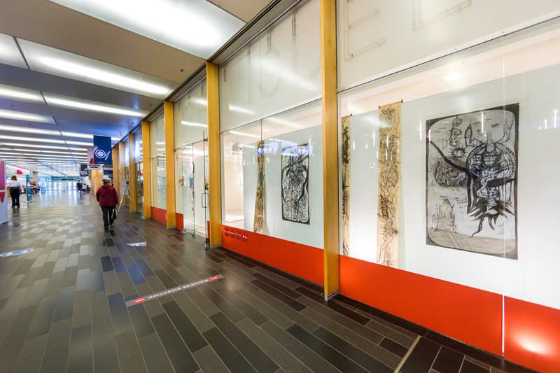 Press kit | 870-11 - Press release | How to reduce vacant retail spaces in Downtown areas: A historic collaboration between commercial real estate and the visual arts community in Canada - Art Souterrain - Art - Work of Soroush Aram and Farzaneh Rezaei at Palais des congrès de Montréal. - Photo credit: Thierry du Bois