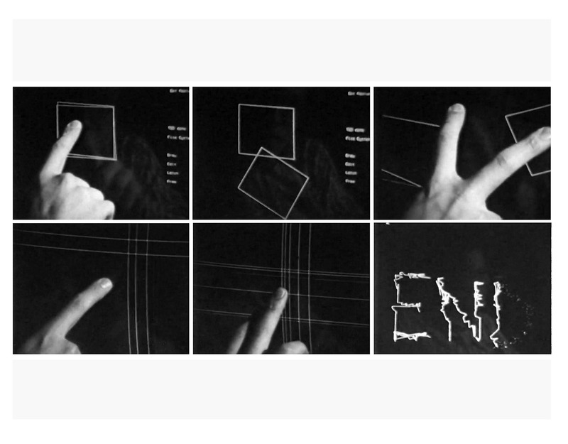 Dossier de presse | 748-41 - Communiqué de presse | Le Centre de design de l’UQAM présente l’exposition « Vers un imaginaire numérique » - Centre de design de l'UQAM - Évènement + Exposition - Photographie: "FINGERFILM" est un court métrage de style cinemaverité documentant les premières recherches sur les écrans interactifs au Architecture Machine Group (10:23) - Crédit photo : Centre de design de l'UQAM