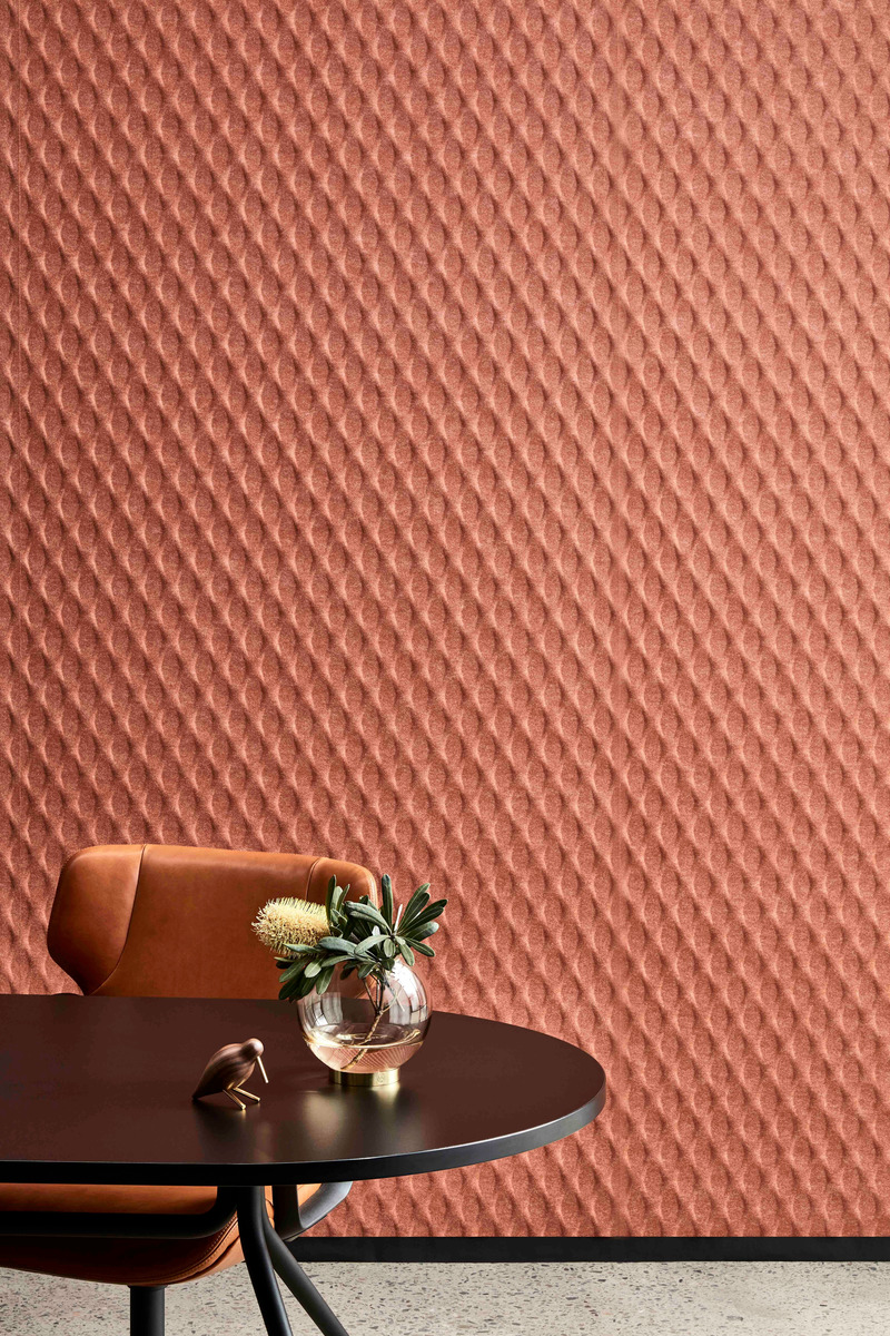 Dossier de presse | 1071-14 - Communiqué de presse | World's Best Building Products 2021 Announced - Architizer - Produit - Embossed Acoustic Panel System by Woven Image for Kirei - Best in Acoustics and Best in Walls &amp; Wall Coverings - Crédit photo : Woven Image