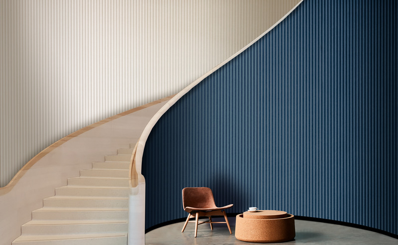 Dossier de presse | 1071-14 - Communiqué de presse | World's Best Building Products 2021 Announced - Architizer - Produit - Embossed Acoustic Panel System by Woven Image for Kirei - Best in Acoustics and Best in Walls &amp; Wall Coverings - Crédit photo : Woven Image