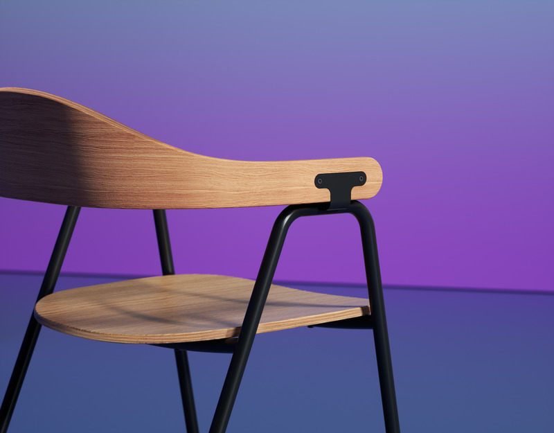 Dossier de presse | 5790-01 - Communiqué de presse | Otto Collection - Hayche - Produit - Otto armchair, oak &amp; black finish, detail - Crédit photo : Hayche