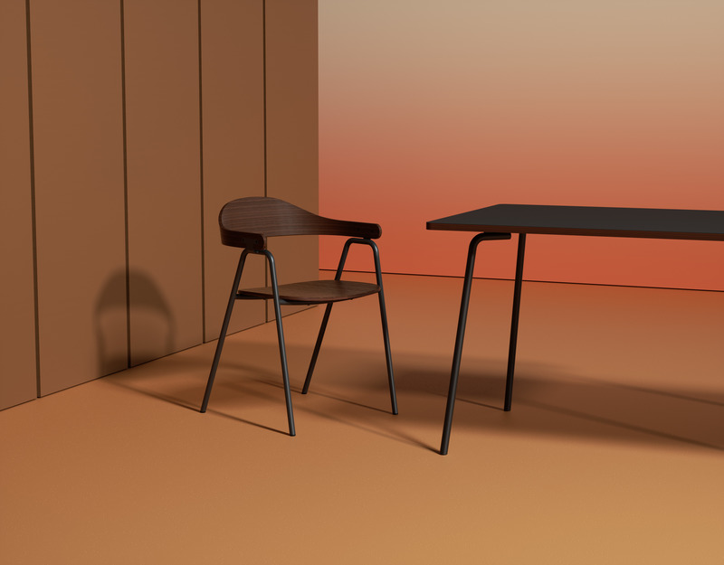 Dossier de presse | 5790-01 - Communiqué de presse | Otto Collection - Hayche - Produit - Otto armchair, walnut &amp; black finish - Crédit photo : Hayche