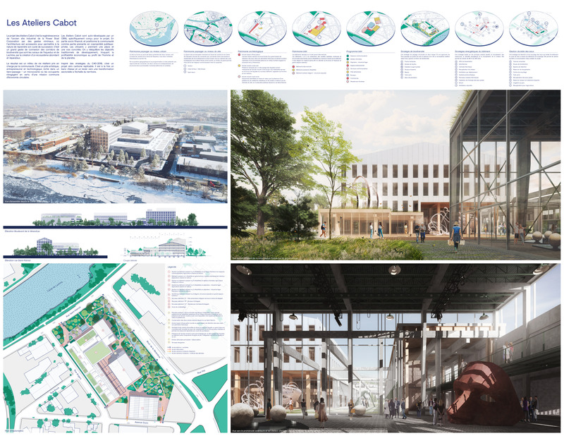 Press kit | 1303-15 - Press release | Les Ateliers Cabot, winner of C40 Reinventing Montreal 2021 - Sid Lee Architecture - Competition - Executive summary and technical details (format A0) - see attachment for full-size .PDF format.  - Photo credit: Sid Lee Architecture