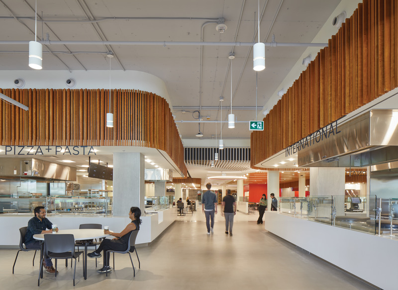 Press kit | 2941-04 - Press release | Newnham Campus Food Hall, Seneca College - Taylor Smyth Architects - Institutional Architecture - The new food stations include new state-of-the-art kitchen equipment designed to respond to changing food tastes over time without the need to make major equipment changes. New electronic Point of Sale stations offer today’s mobile students a variety of ways to order and pay for food. - Photo credit: Tom Arban Photography Inc.