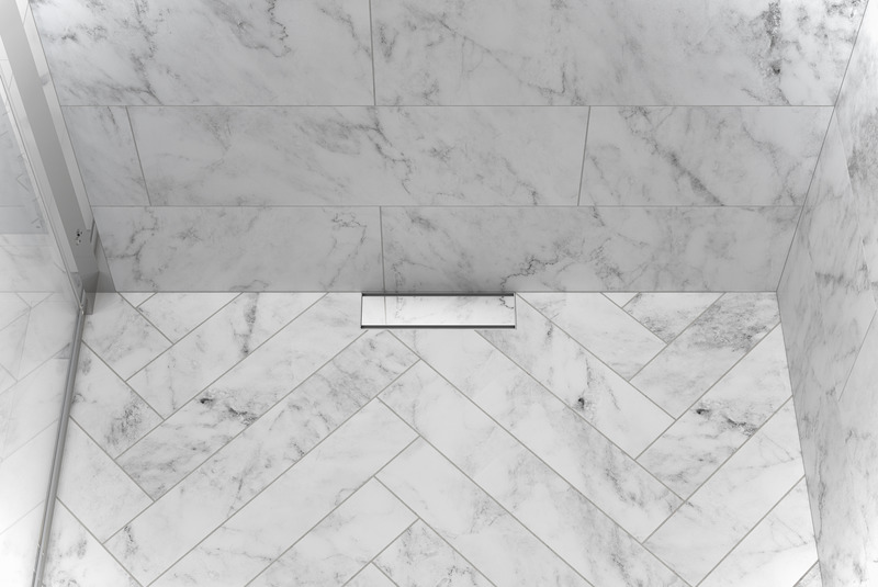 Dossier de presse | 5809-01 - Communiqué de presse | QM Drain Supreme Tile-in+ remporte le prix Architizer A+Product Awards 2021 dans la catégorie équipement de salle de bain - QM Drain - Concours -   Supreme Tile-In+ fini brillant    - Crédit photo : Roberto Palma