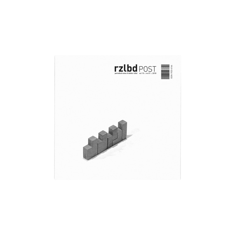 Dossier de presse | 3057-02 - Communiqué de presse | Atelier RZLBD Launches an Online Shop, Releases a New Book, and Celebrates its 10th Anniversary - Atelier RZLBD - Édition - <p>rzlbdPOST vol 10 no 01</p><p><br></p><p>The Discipline of Syntax</p><p style=""> <br style="">This issue is dedicated to RZLBD logotype and its 100 three-dimensional iterations.<br><br>8” x 8” (20 x 20 cm) :: Limited edition zine :: Print on paper / hand numbered :: 2018 <br><br>ISSN 1923–6166 </p> - Crédit photo : RZLBD
