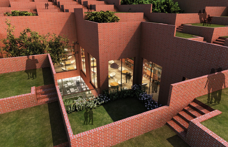Dossier de presse | 1432-11 - Communiqué de presse | Prestige University - Sanjay Puri Architects - Architecture institutionnelle - VIEW OF THE INTERNAL COURTYARD FROM ROOF - Crédit photo : SANJAY PURI ARCHITECTS
