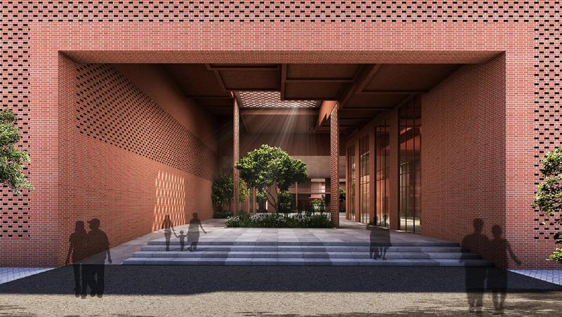 Dossier de presse | 1432-11 - Communiqué de presse | Prestige University - Sanjay Puri Architects - Architecture institutionnelle - VIEW FROM THE EAST ENTRANCE - Crédit photo : SANJAY PURI ARCHITECTS